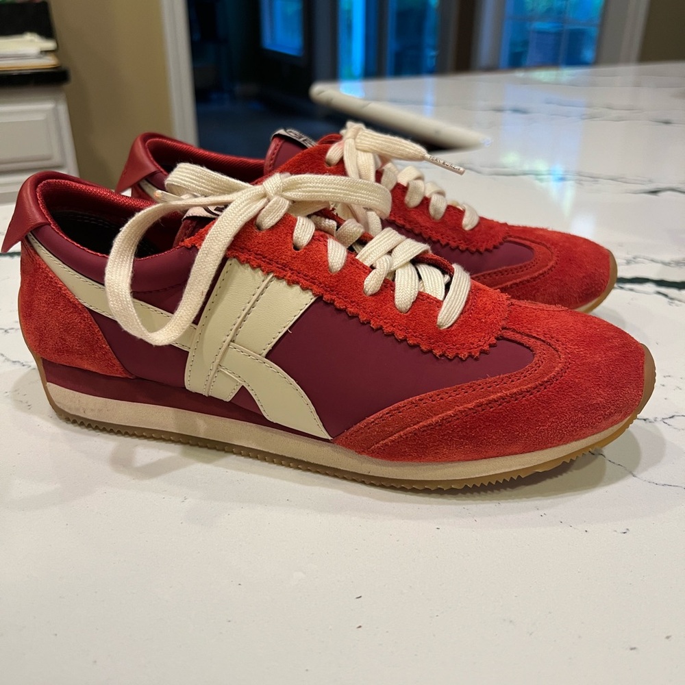 Tory Burch Burgundy and Cream Sneakers